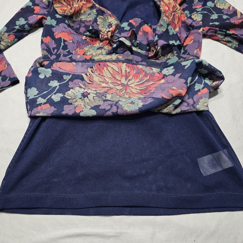 Chaps Multicolor Floral Ruffle Blouse - Picture 7 of 8